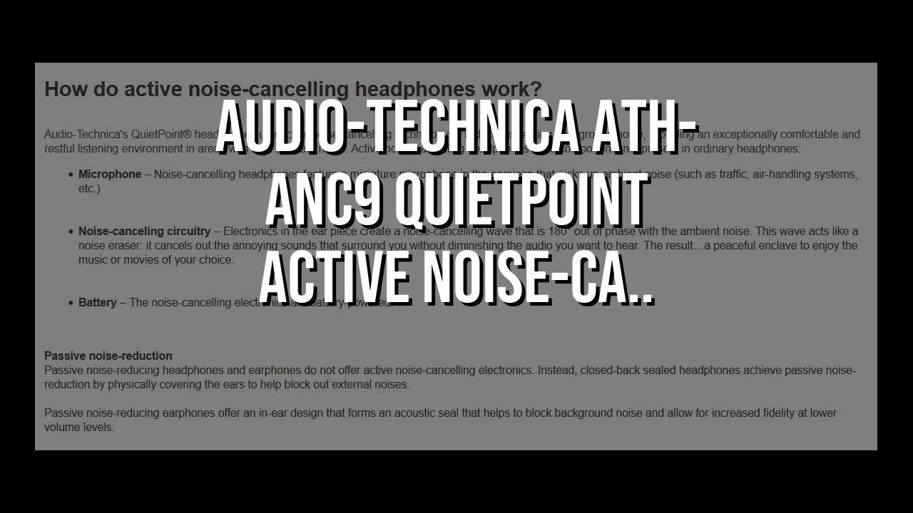 Audio-Technica ATH-ANC9 QuietPoint Active Noise-Ca..