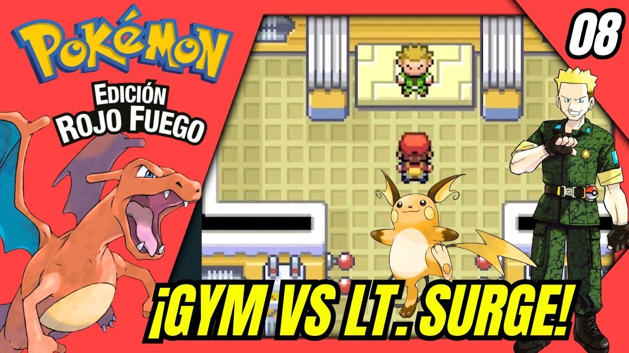 🔥 Pokémon Rojo Fuego #8 - Lt.Surge líder Gimnasio Ciudad Carmín | Guía 100% Español