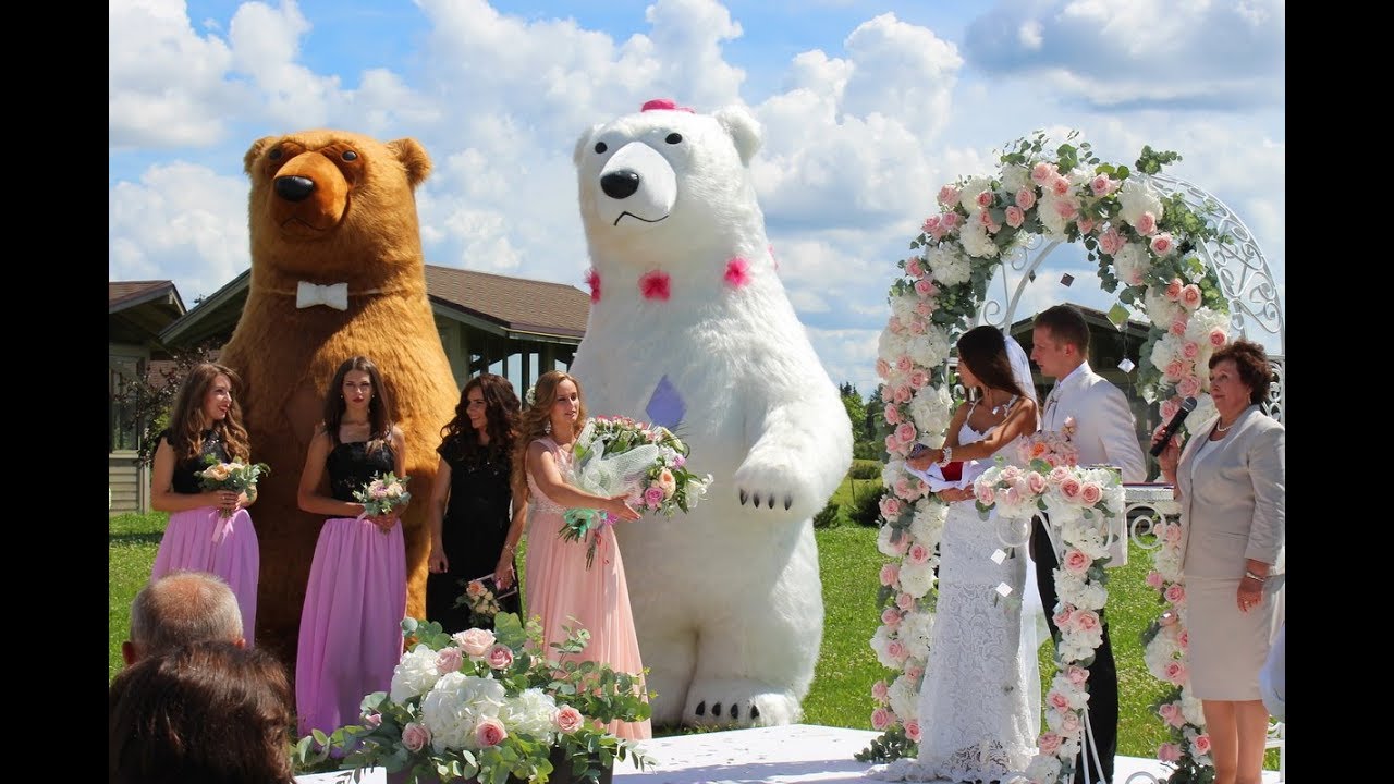 Медведи шоу на свадьбу в Минске, Беларуси. Dancing bears show