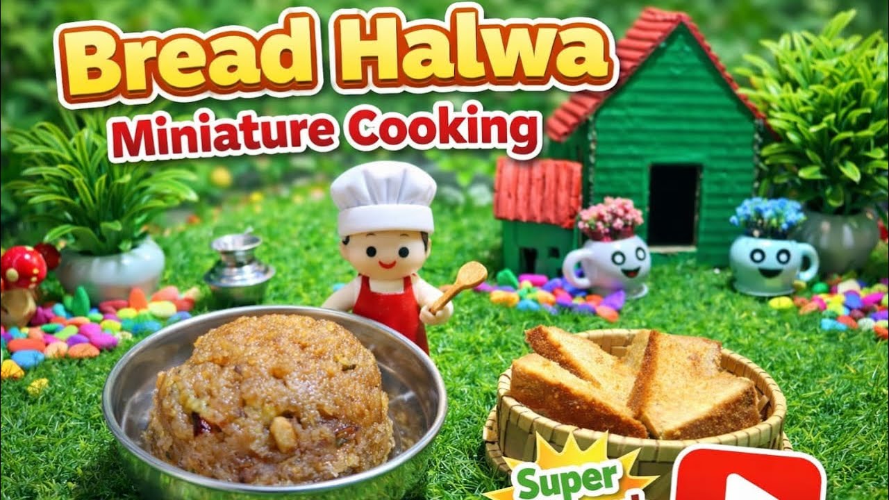 Miniature Bread Halwa 😋 | Tiny Bread Halwa | Miniature Cooking ASMR#miniloopkitchen 