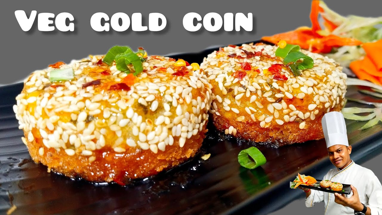 Veg Gold Coin Recipe | वेजिटेबल गोल्ड कॉइन | Chinese Veg Starter | Sesame Gold Coin | @mixaromatic