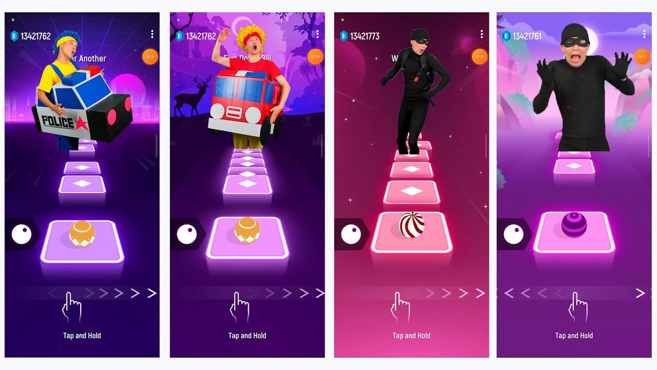Police Car & Fire Truck D Billions | Tiles Hop EDM Rush Megaremix