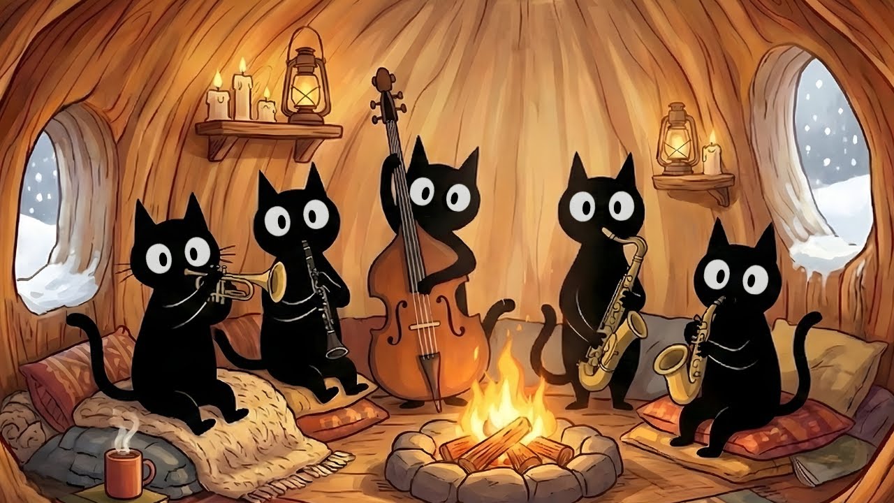 Black Cats’ Fireside Jazz | Cozy Comfort Background Music for Work