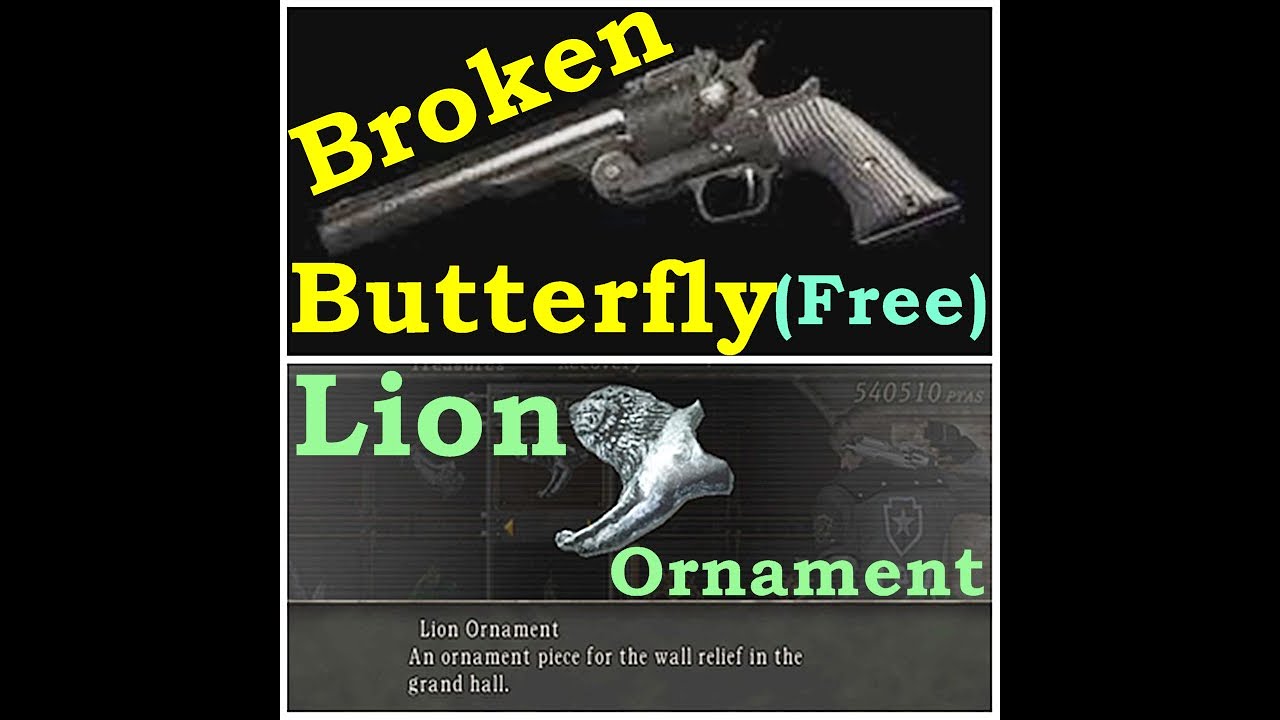 Resident Evil 4 (Getting a Broken Butterfly Magnum Gun for free and found a Lion ornament)
