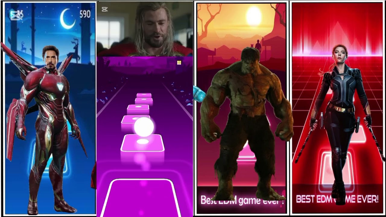 IRON MAN VS THOR VS HULCK VS BLACK WINDOW VS TILES HOP