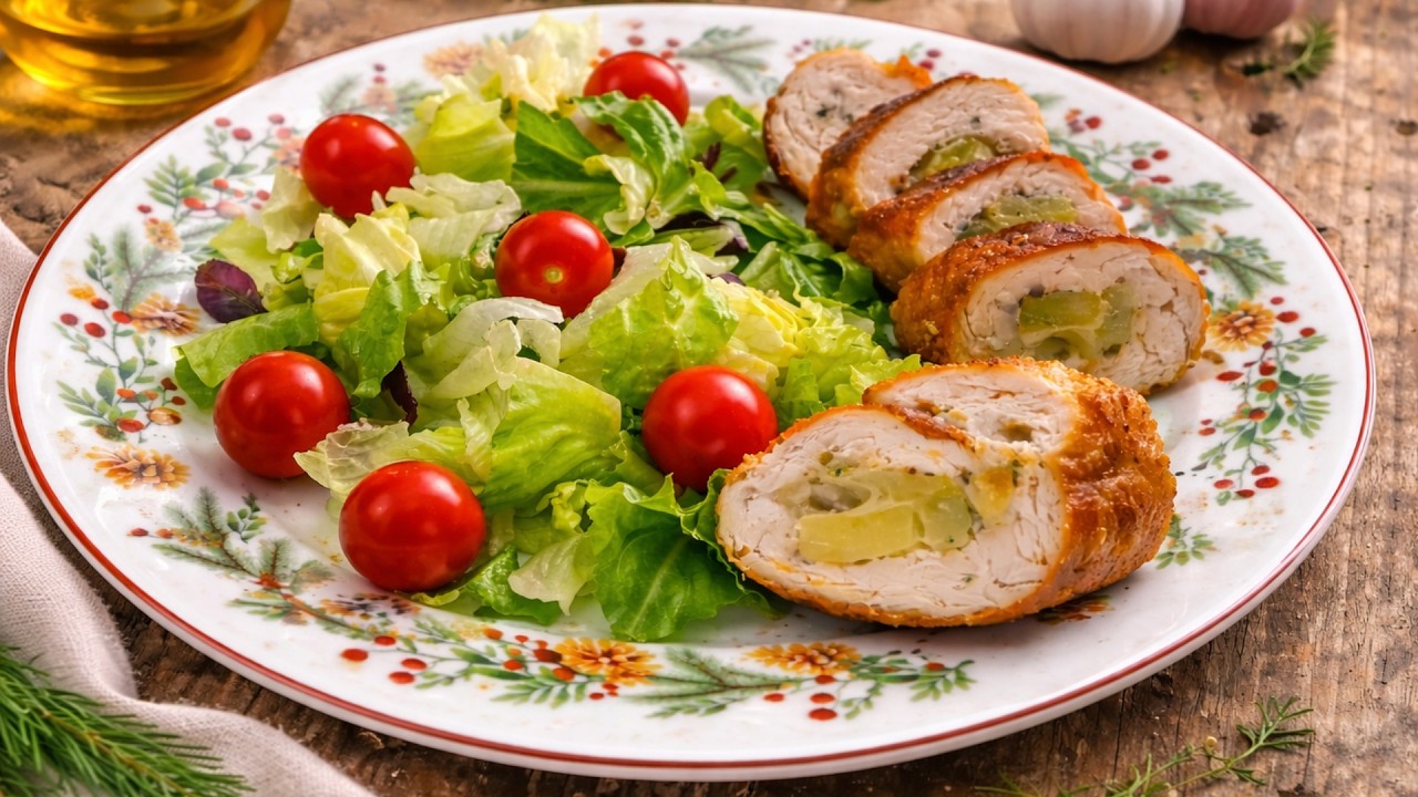 Turkey with pineapple and cheese. A simple recipe for a festive table.