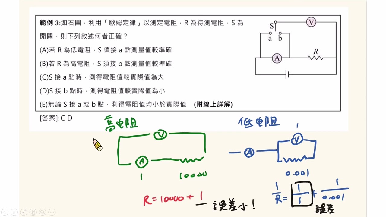 高三(選修第五冊) 1-1 範例3 電阻的量測