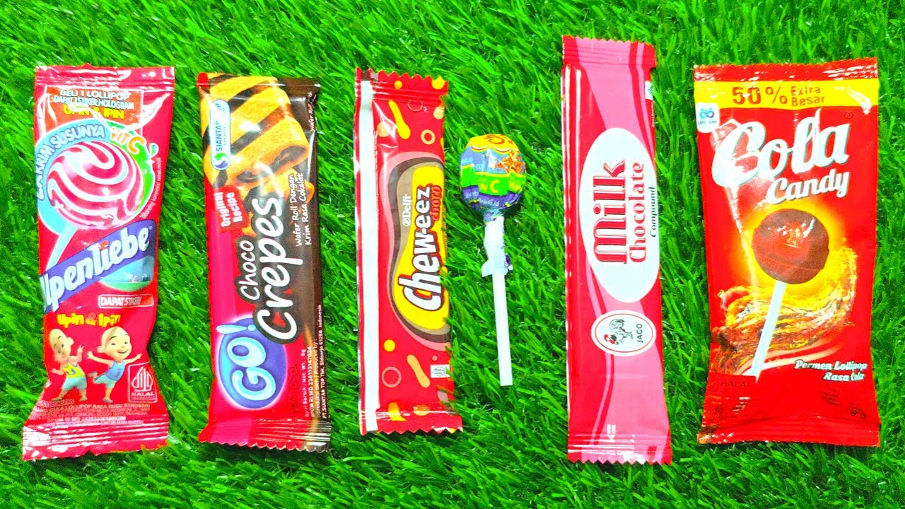 ASMR Most popular candys / some lots of colorful rainbow lollipop candy / unpacking chocolate eat