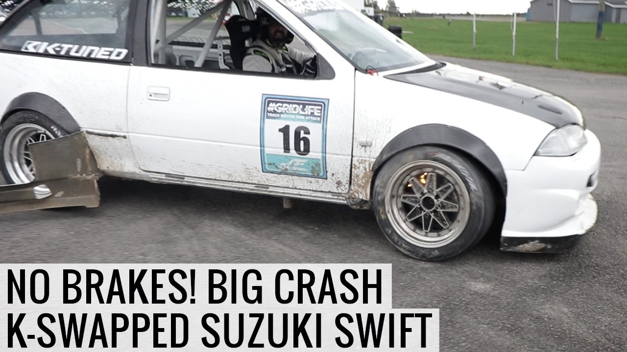No Brakes! Big Crash with the K-Swapped Suzuki Swift