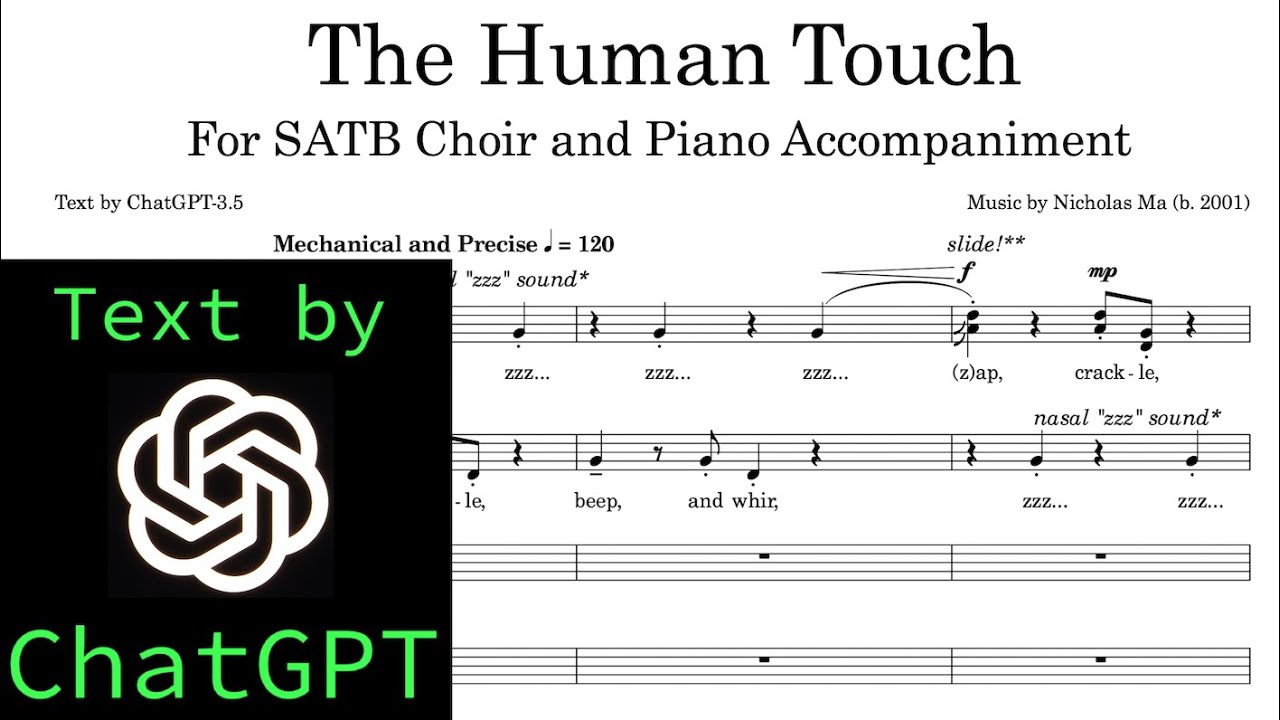 Nicholas Ma - The Human Touch (SATB Choir + Piano) | Text by ChatGPT | McGill Schulich Singers