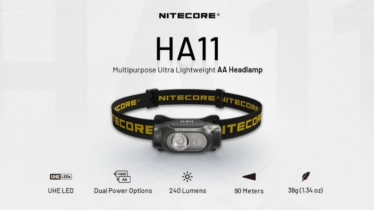 Nitecore HA11 AA or 14500 Powered Lightweight Headlamp - 240 Lumens and 98 Meters!