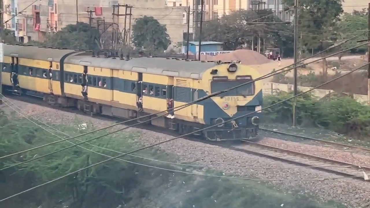 Crossing Loni Pathak EMU Train and Indian Railways Electric TRAIN 
