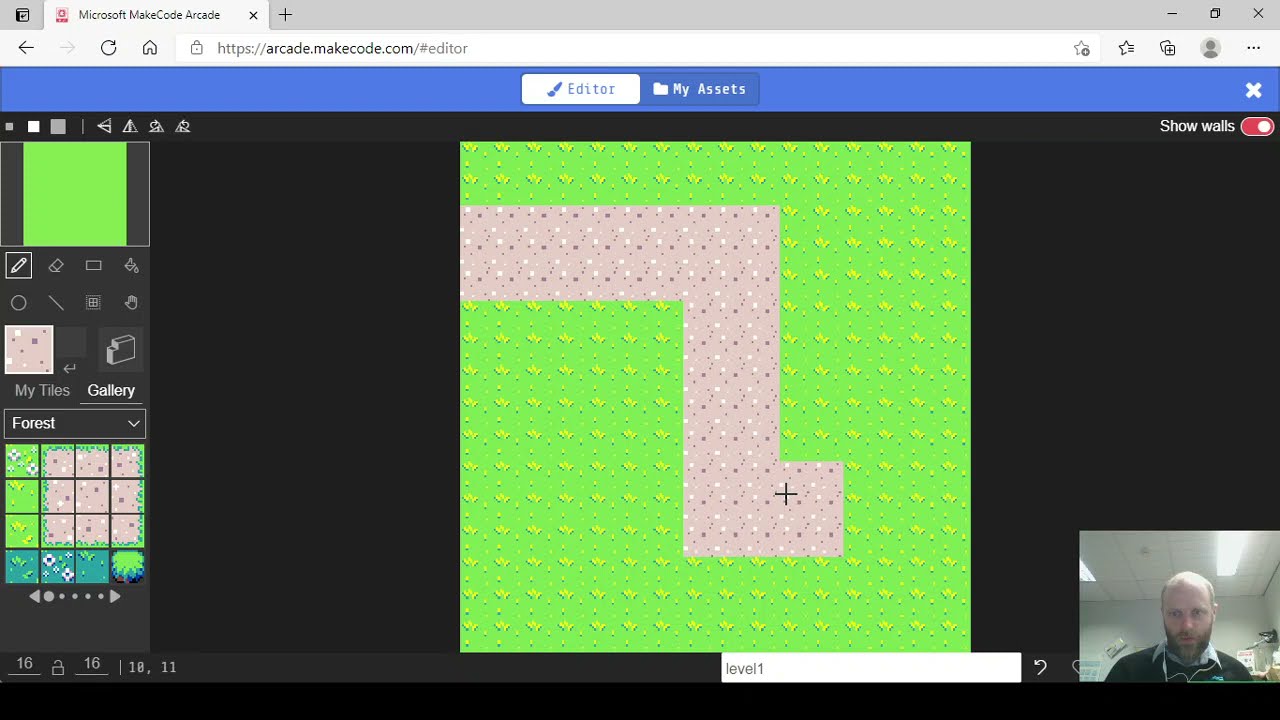 Basic setup for top down adventure game - Makecode Arcade