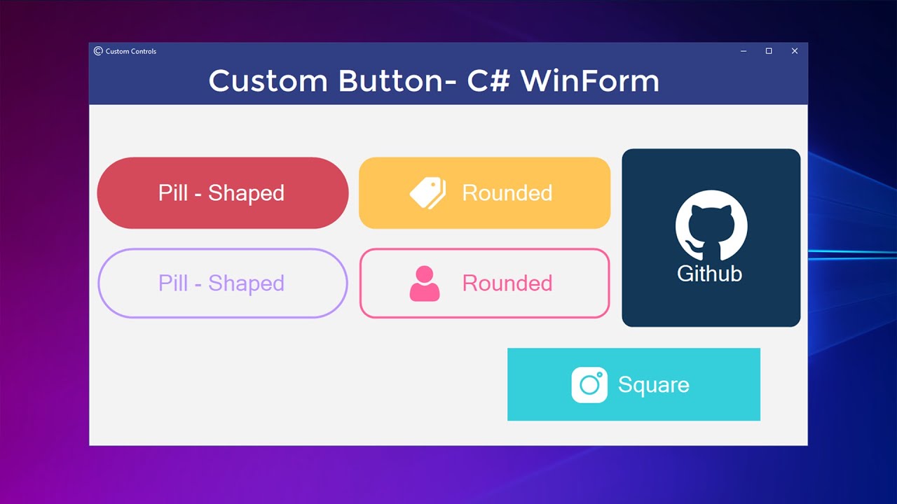 Пользовательская кнопка — круглая, прямоугольная или квадратная — WinForm C#