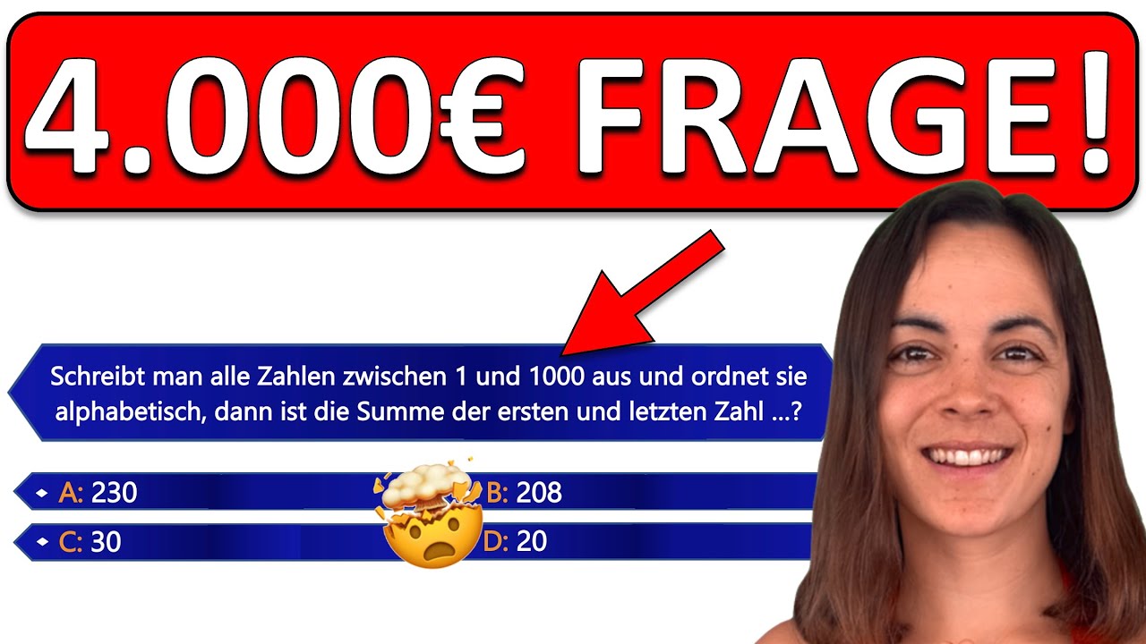🇩🇪🇩🇪🇩🇪 Schaffst DU die 4.000 Euro-Frage von WER WIRD MILLIONÄR? | Zahlenraum 1 - 1000