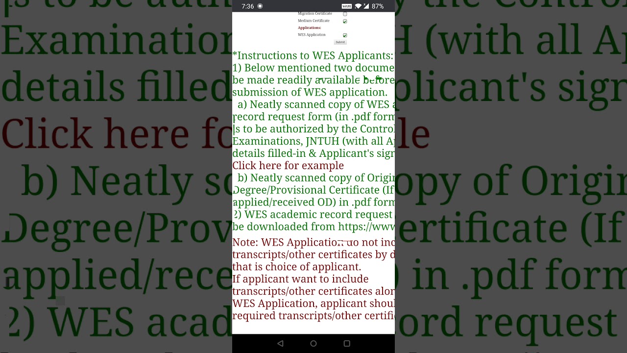 JNTU H | Online Transcripts| WES Application
