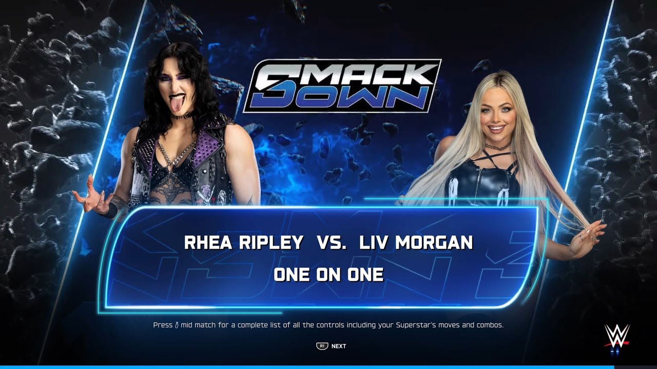 WWE 2K25 RHEA RIPLEY VS LIV MORGAN || SmackDown One ON One || #wwe2k25 #rhearipley  #livmorgan 