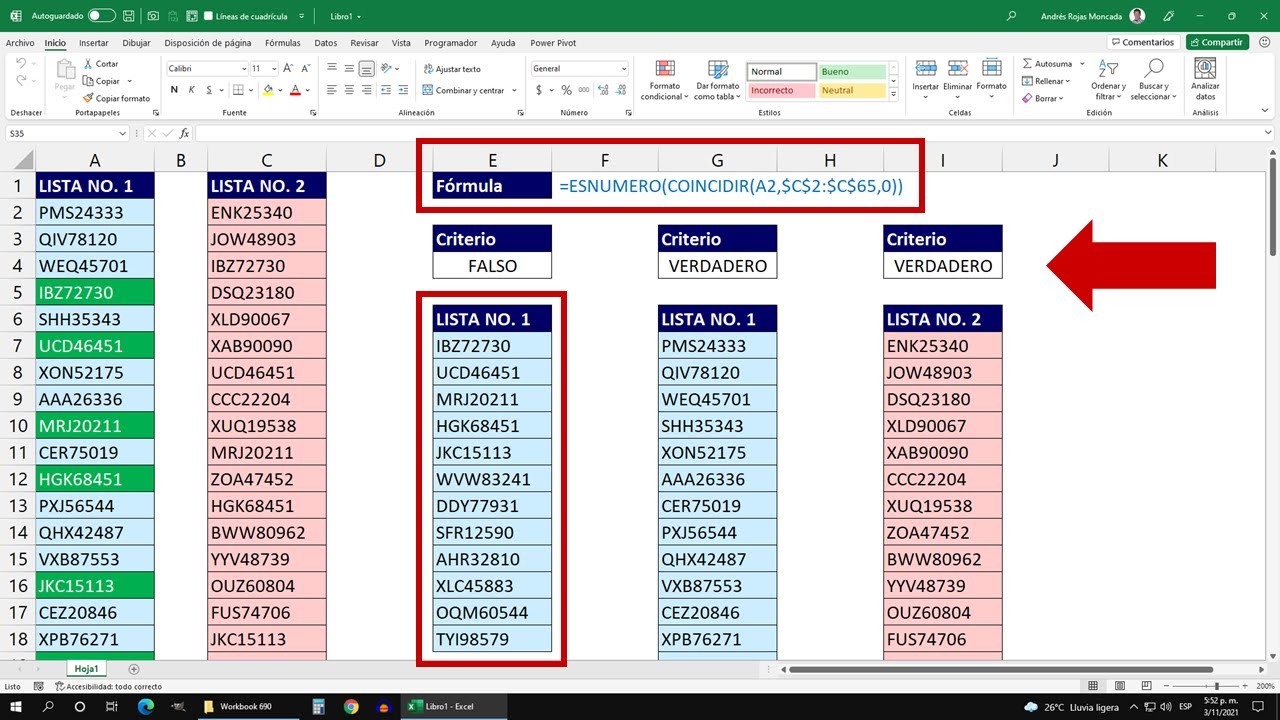 Cómo Comparar Dos Listas en Excel ¡Esta es la Fórmula que debes Recordar!