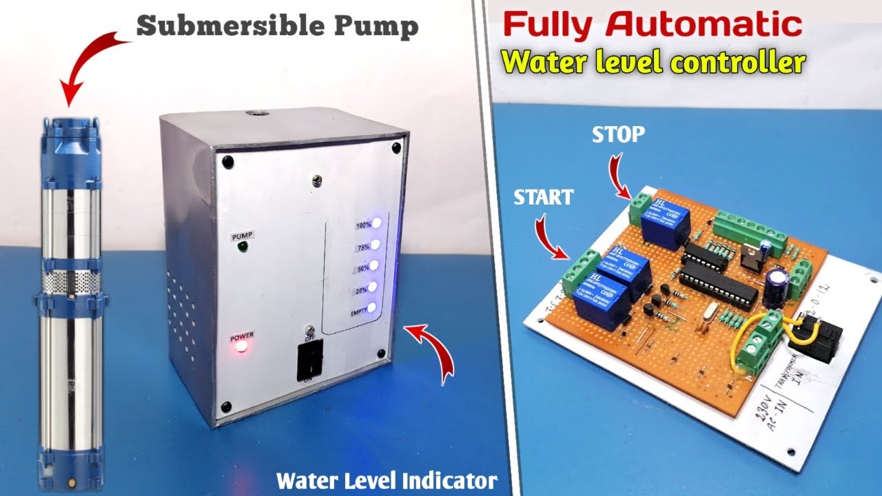 How to Make Automatic Submersible Pump Controller | Water Level Controller | Water Level Indicator