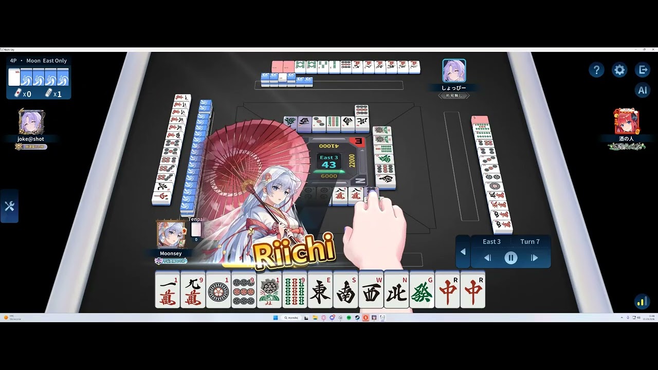 Kokushi Musou with 8 tiles start, disgusting luck! #riichicity