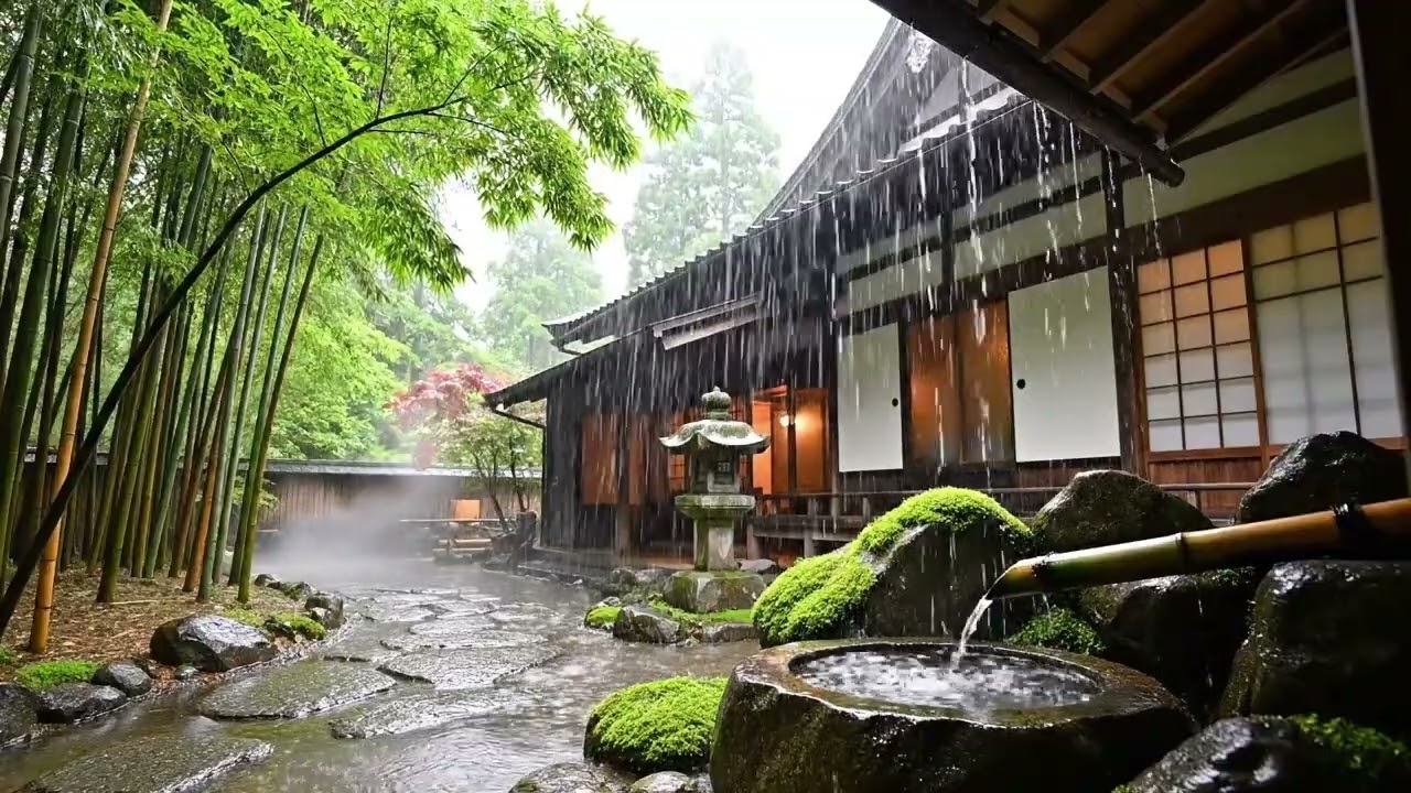 Rain in a Forest Hotel 🌧️ 3 Hours Rain & Piano Sounds for Relaxing, Healing & Better Sleep