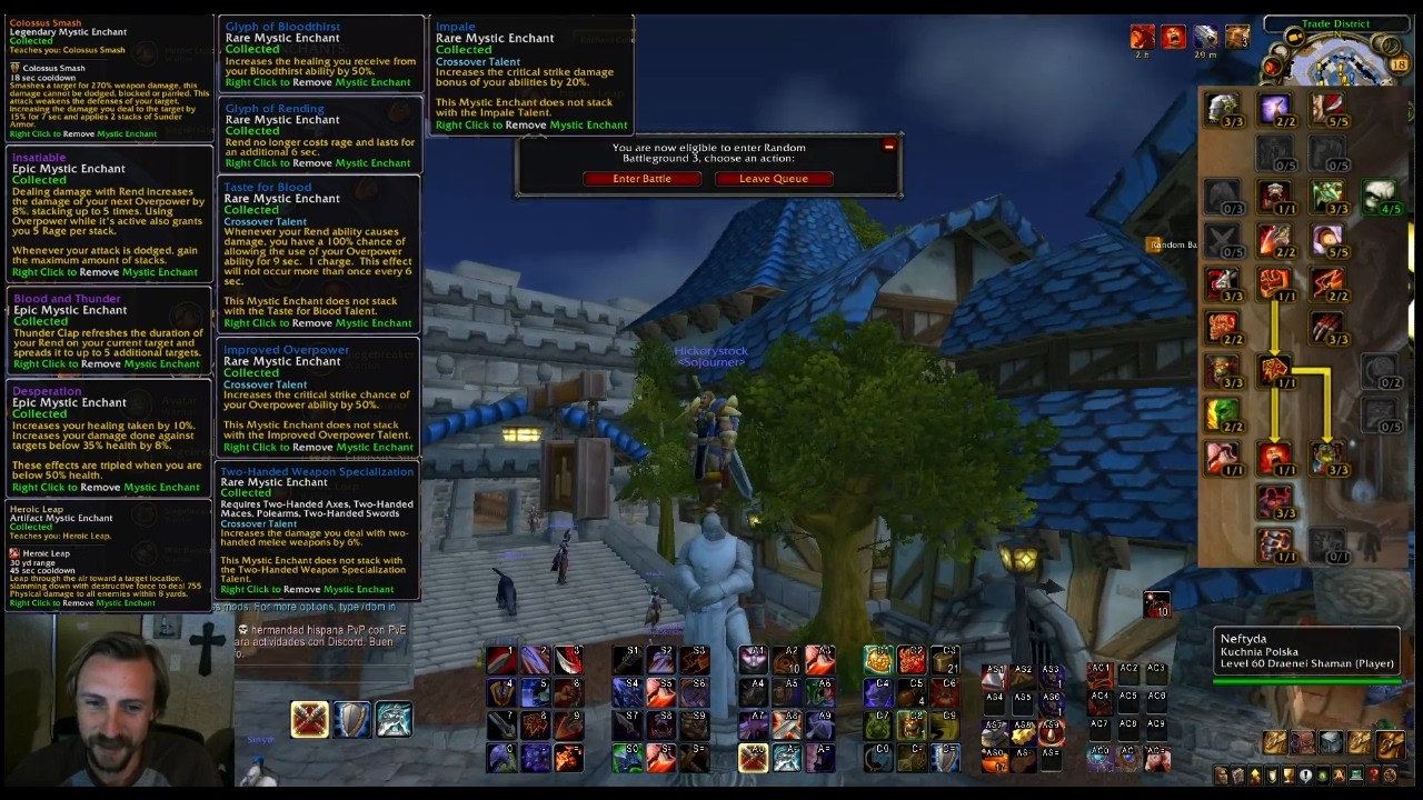 BG Combat, Lvl 60 Warrior--Hickorystock---Ascension Bronzebeard Gameplay