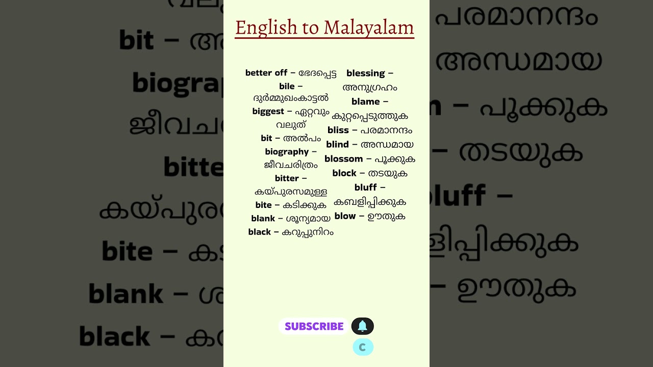 #englishtomalayalam #words #with #malayalam #meanings #spokenenglish #vocabulary #learning
