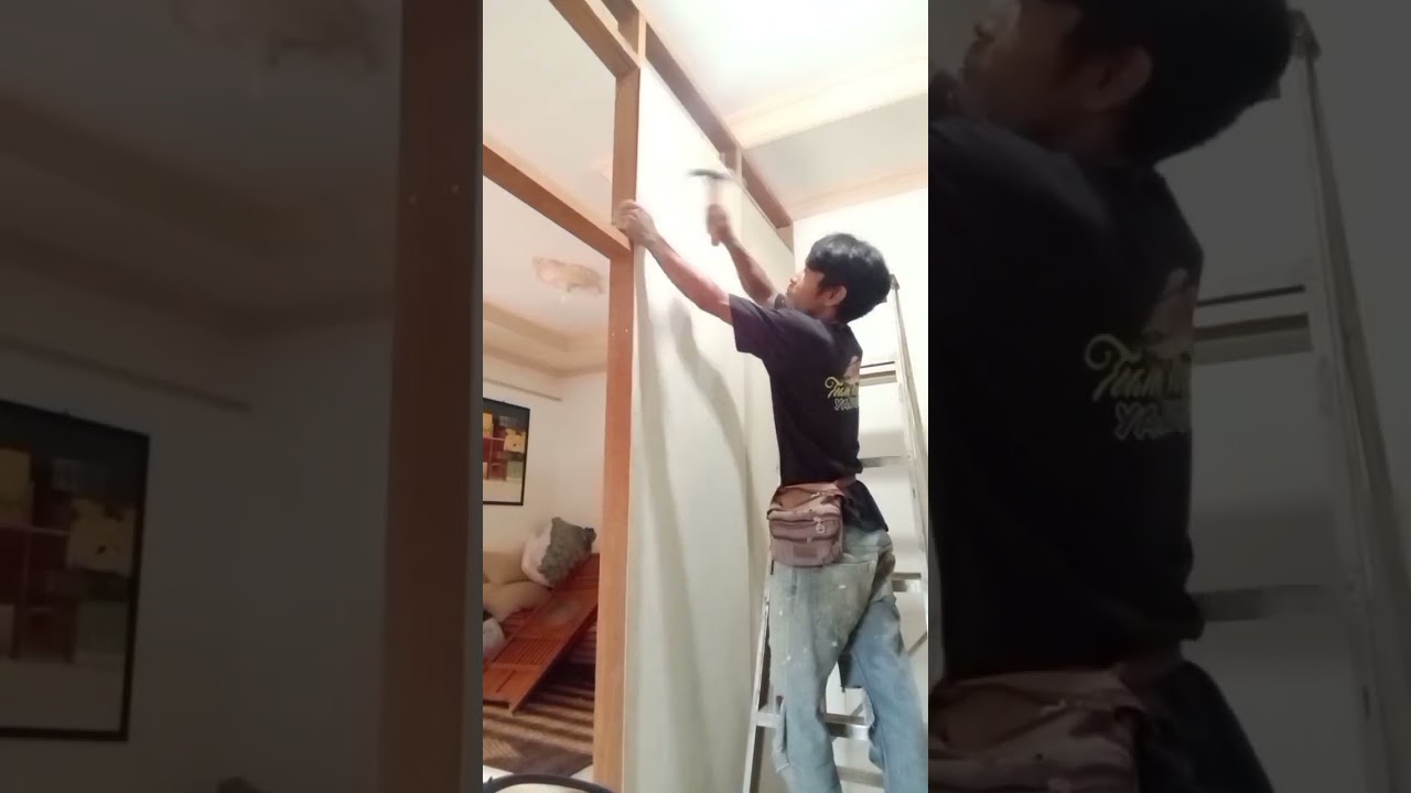 dinding kamar pakai papan Flapon #sekatruangan #dindingkamar
