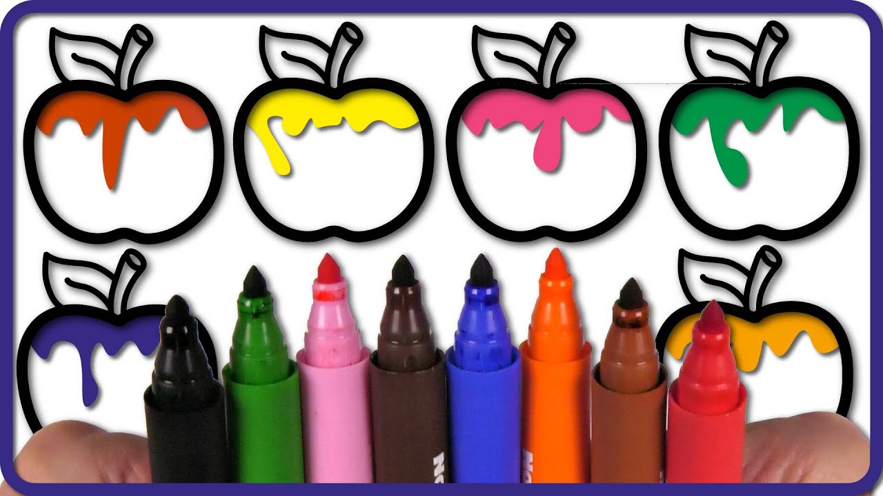 ( Fruit )🍏 Fruitful Fun: Apple and Marker Pencil Coloring | AKN Kids House 🎨