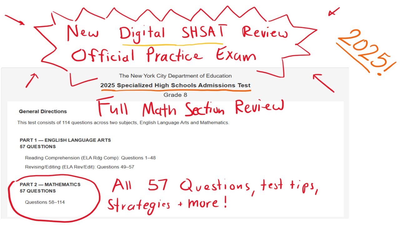 2025 DIGITAL SHSAT Full Math Section Review (Form A, all 57 questions, new format!)