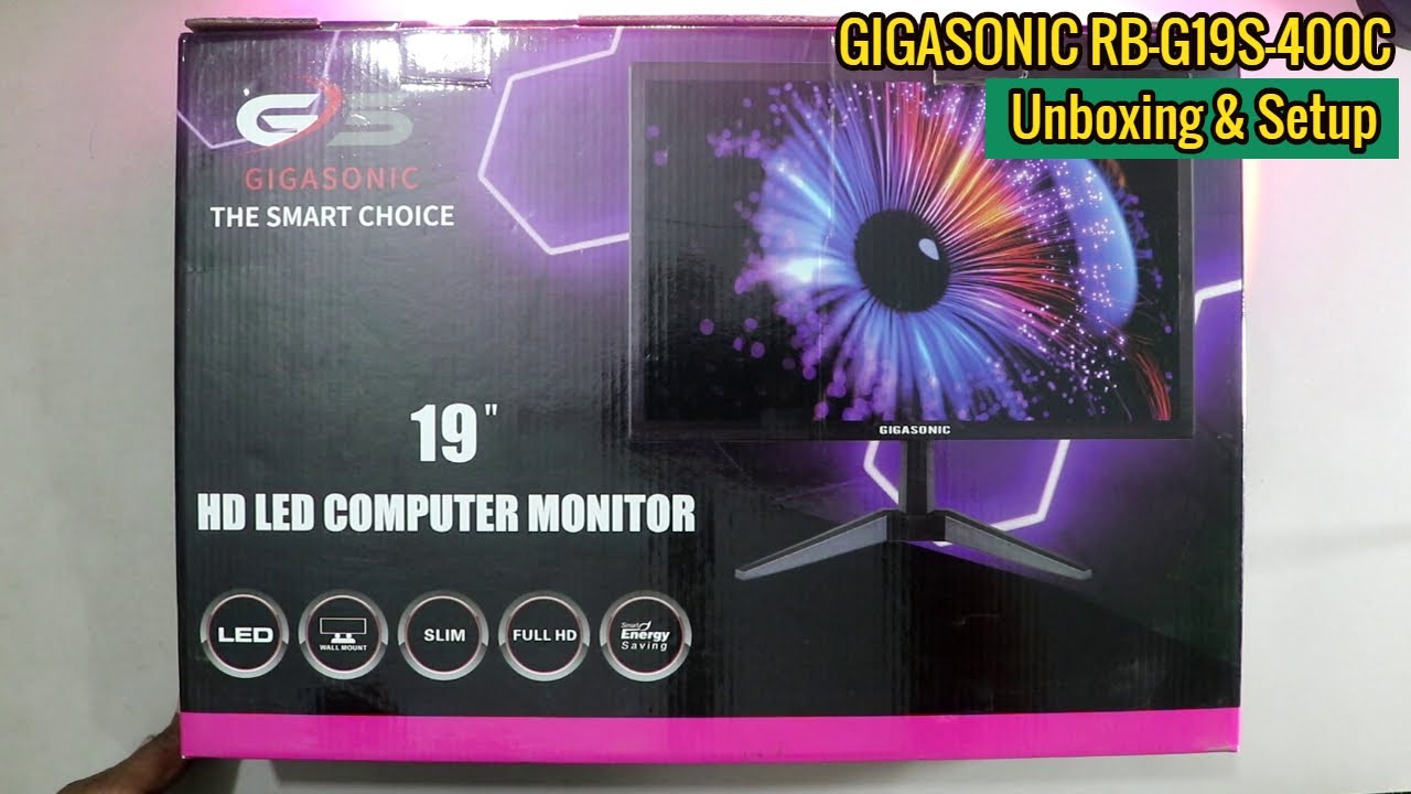 GIGASONIC RB-G19S-400C 19 inch HD LED Monitor Unboxing ,Assembly & Features