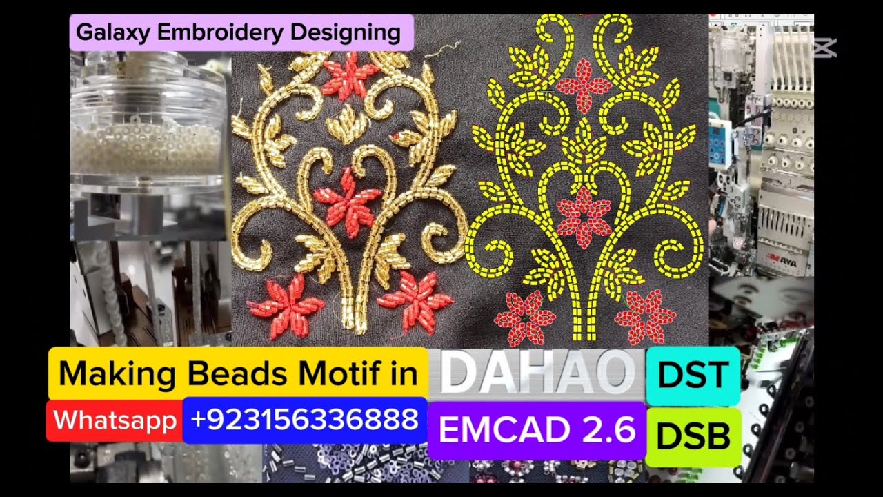 Making of Beads embroidery Design Motif in Dahao EMCAD 2.6 for DST 