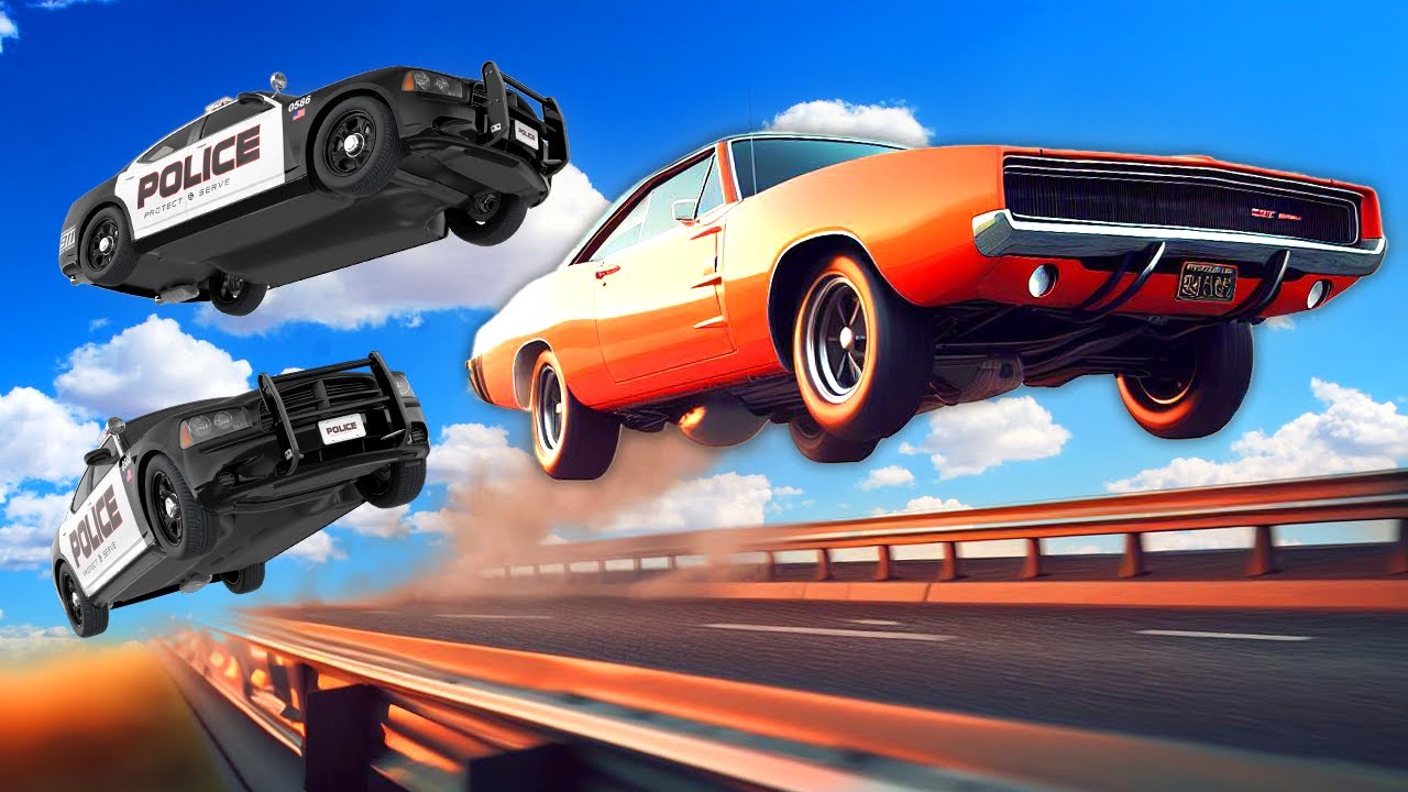 Epic DODGE CHARGER Escapes the Police on a Highway in BeamNG Drive Mods!