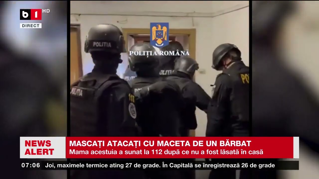 BUCUREȘTI - MASCAȚI ATACAȚI CU MACETA DE UN BĂRBAT_Știri B1TV_5 oct. 2023