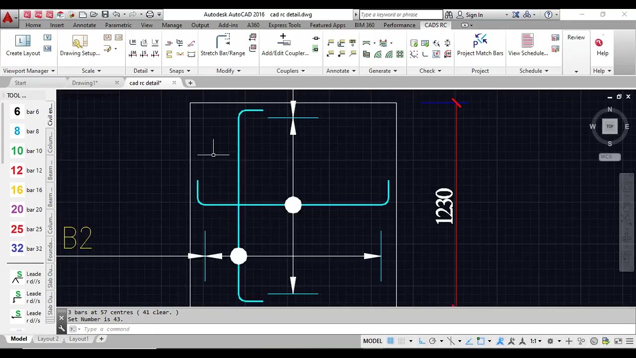 Part 2: Automatic detailing of pad footing with Cad RC.