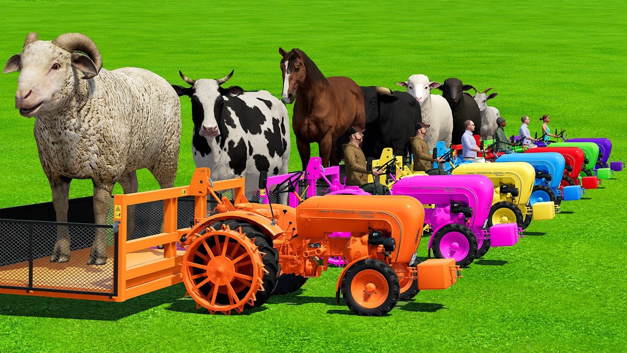 LOAD BULLS, SHEEPS, HORSES, GOATS, RAMS & TRANSPORT WITH MINI PORSCHE TRACTORS - FS22