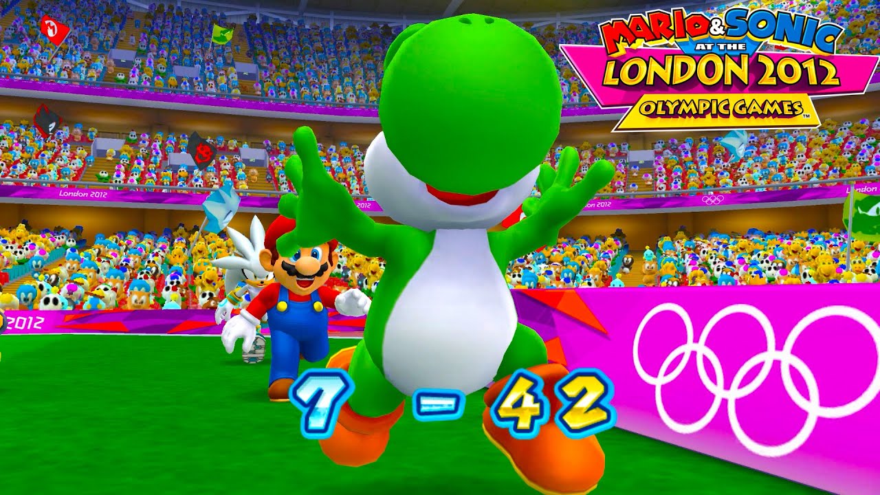[Mario & Sonic at the London 2012 Olympic Games  Football ] 2 Player Team Yoshi( P1 )vs  Luigi( P2 )