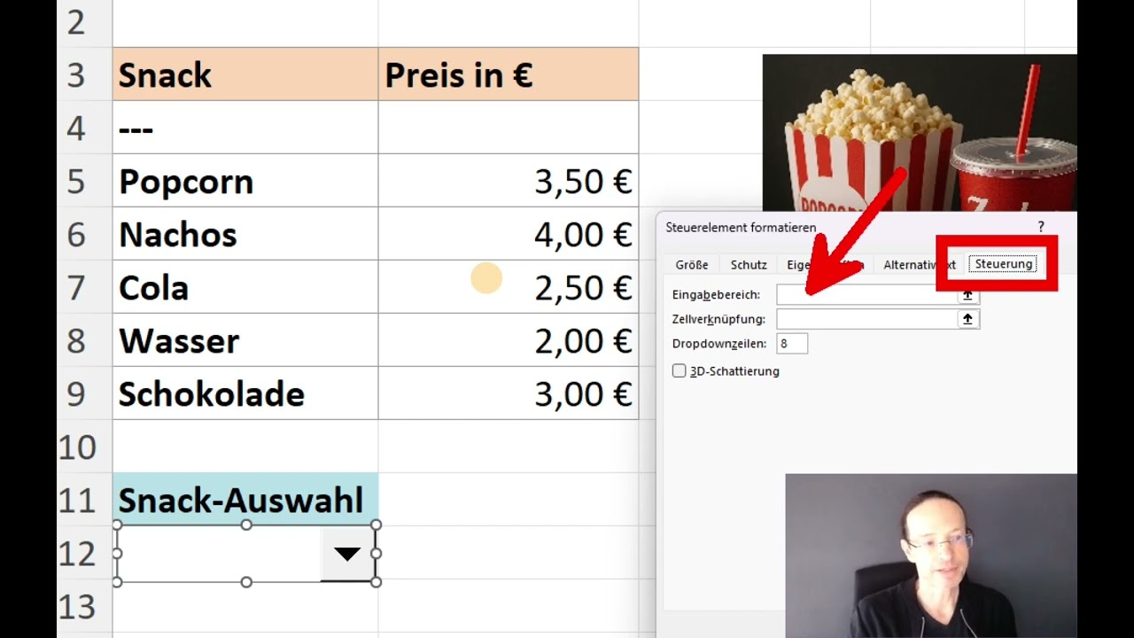 Excel: Steuerelemente, Teil 1 - Combobox / Kombinationsfeld