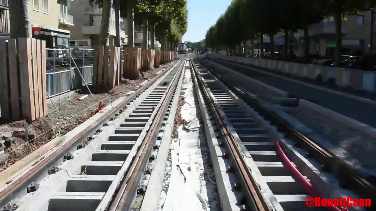 Travaux du tramway de Caen entre le campus 1 et la gare SNCF septembre 2018