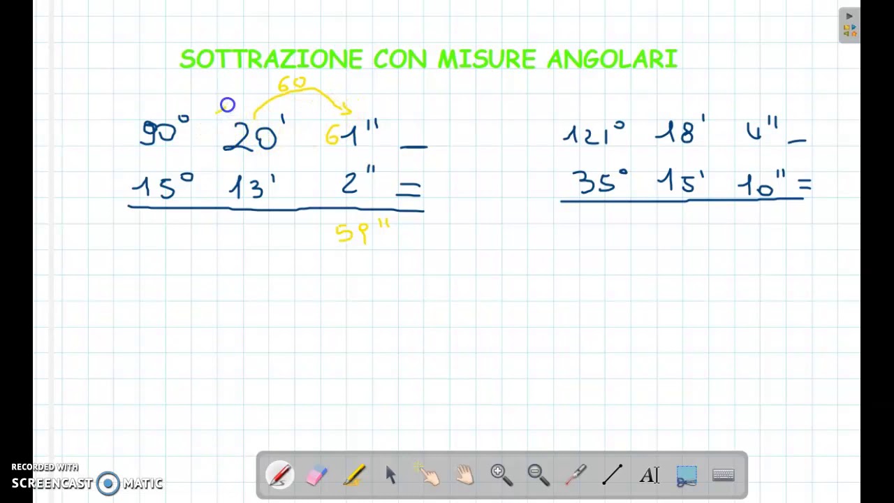 sottrazioni con misure angolari