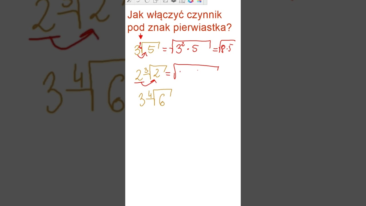 Jak wlaczyc czynnik pod znak pierwiastka? włączanie czynnika pod znak pierwiastka