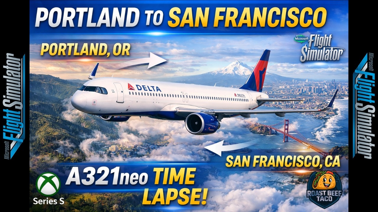 Delta A321neo Timelapse | Portland (KPDX) → San Francisco (KSFO) | MSFS 2020 Xbox Series S