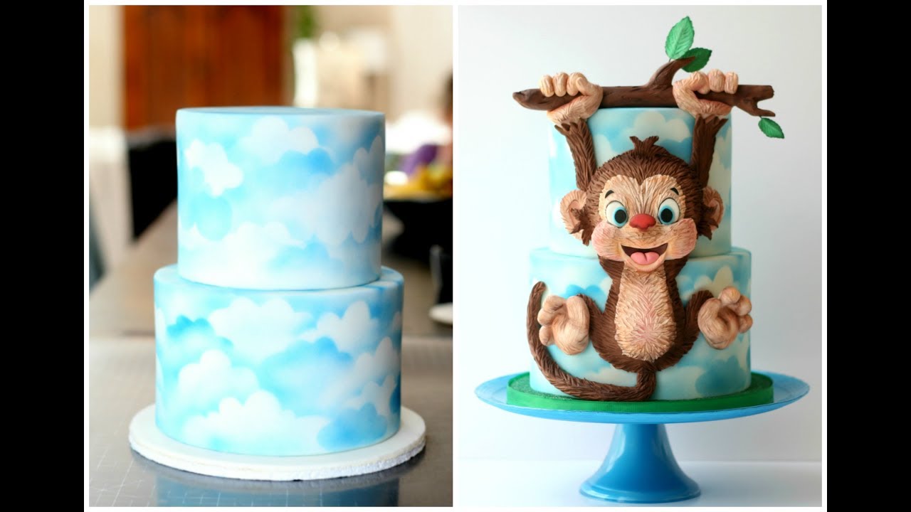 Airbrushing Clouds Onto Cake!