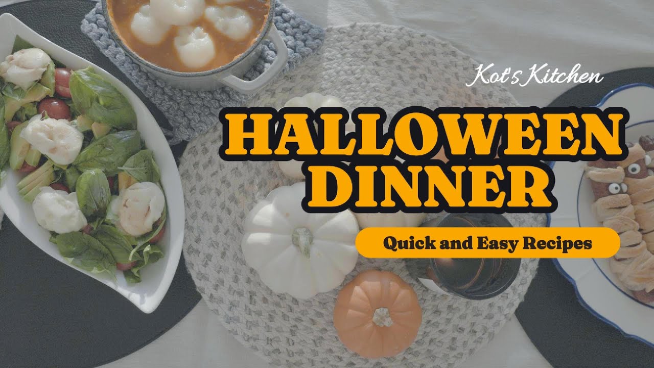 Quick & Fun Halloween Dinner Ideas for Family, Mummy meatloaf, mummy sausages, pumpkin soup & more.