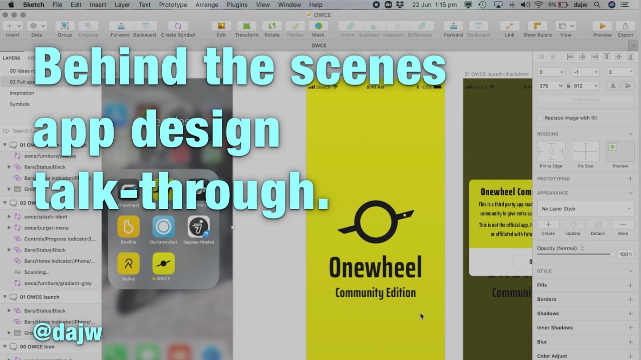 Behind the scenes app design talk through for OWCE (#Onewheel Community Edition). #design #ux