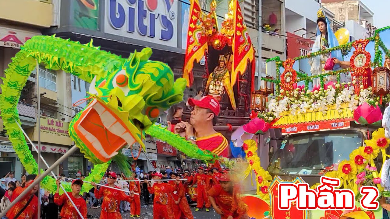 Múa Lân Sư Rồng trong Lễ Rước Cộ Bà Thiên Hậu Bình Dương dịp Tết Nguyên Tiêu Rằm Tháng Giêng 2025
