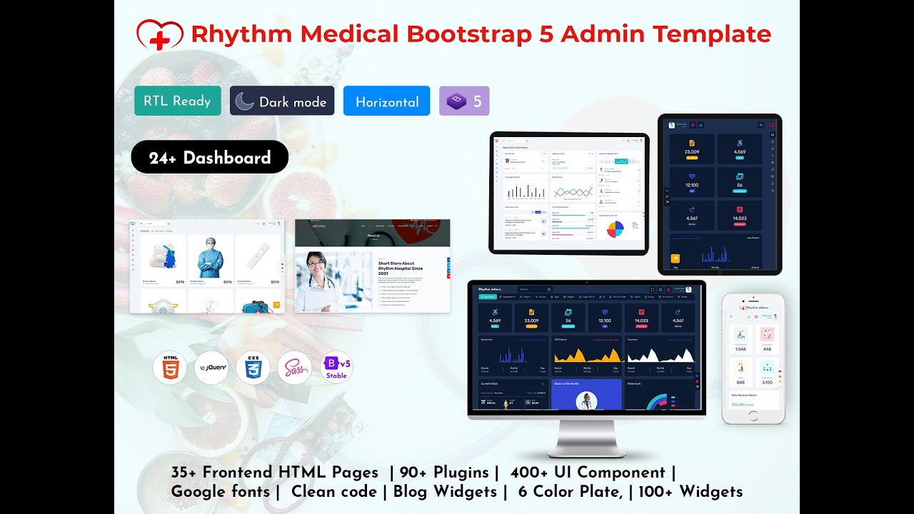 Best 4+ Medical Dashboards for Clinic Management &ndash; Modern & Responsive