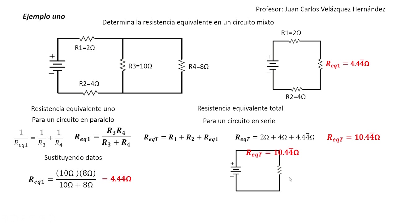 Resistencia equivalente de un circuito mixto (Ejemplo1)