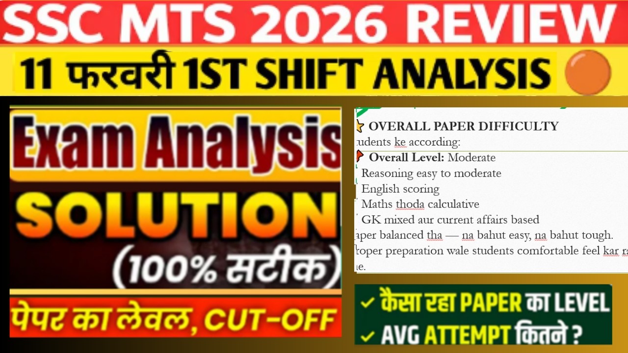 SSC MTS 11 February 2026 1st Shift Exam Review  | SSC MTS 2026 Today Review | SSC MTS Exam Analysis