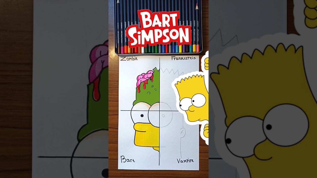 Bart Simpsons in 4 style Part 2 Bart #bart #simpsons #art #drawing #shorts